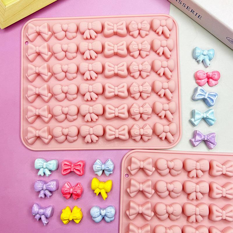 Schleifen Silikonformen mit 6 verschiedenen Formen, 36-Kavitäten Schleife Schokolade Fondant Form für Schleife Cupcake, Kuchen, Zuckerhandwerk