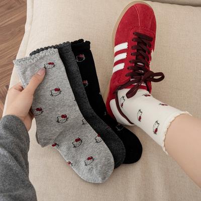 Blasenmaul Cartoon Katze Socken Mädchen Niedliche Katze Jacquard Knochenlos Atmungsaktiv College Stil Plüschsocken
