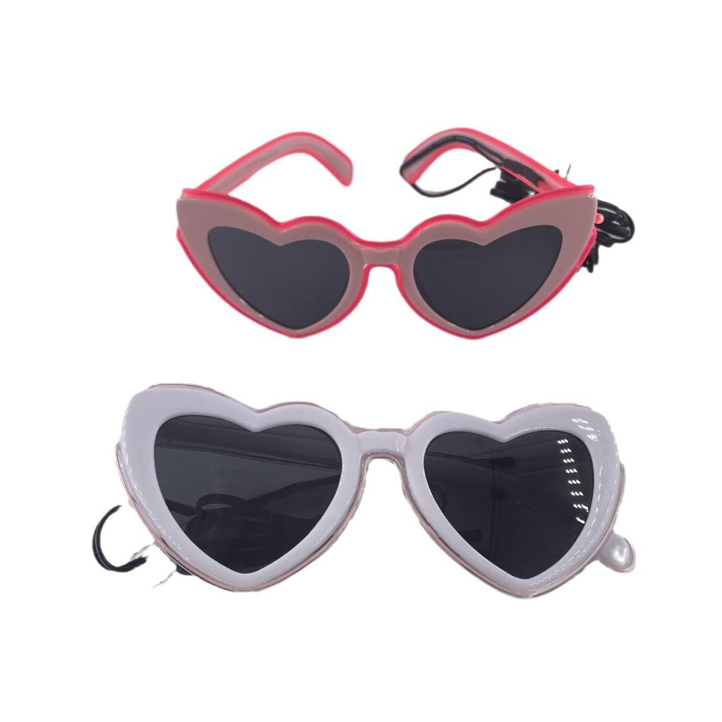 Led Heart Shaped Sunglasses For Women Men Party Fashion Decoratives Midnight Pink Frame