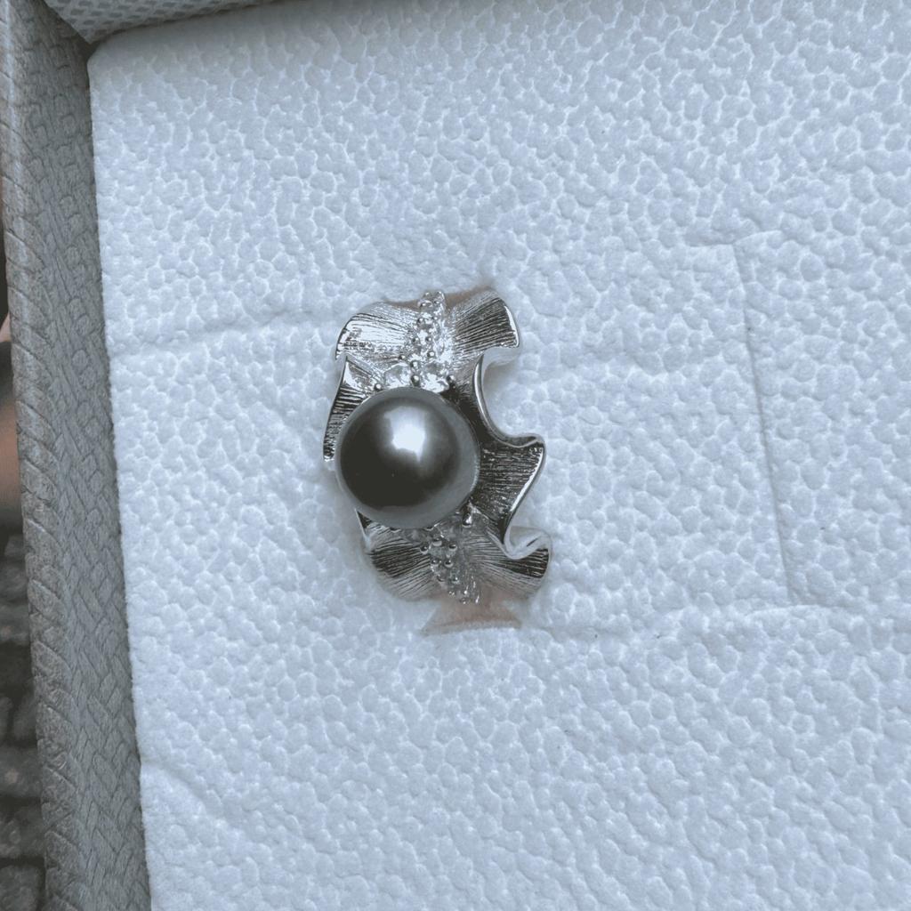 Qiqi Light Luxury Atmospheric Wave Pearl Ring Empty Support Women'S Jewelry Tahitian Ring Small Fresh High-End Women