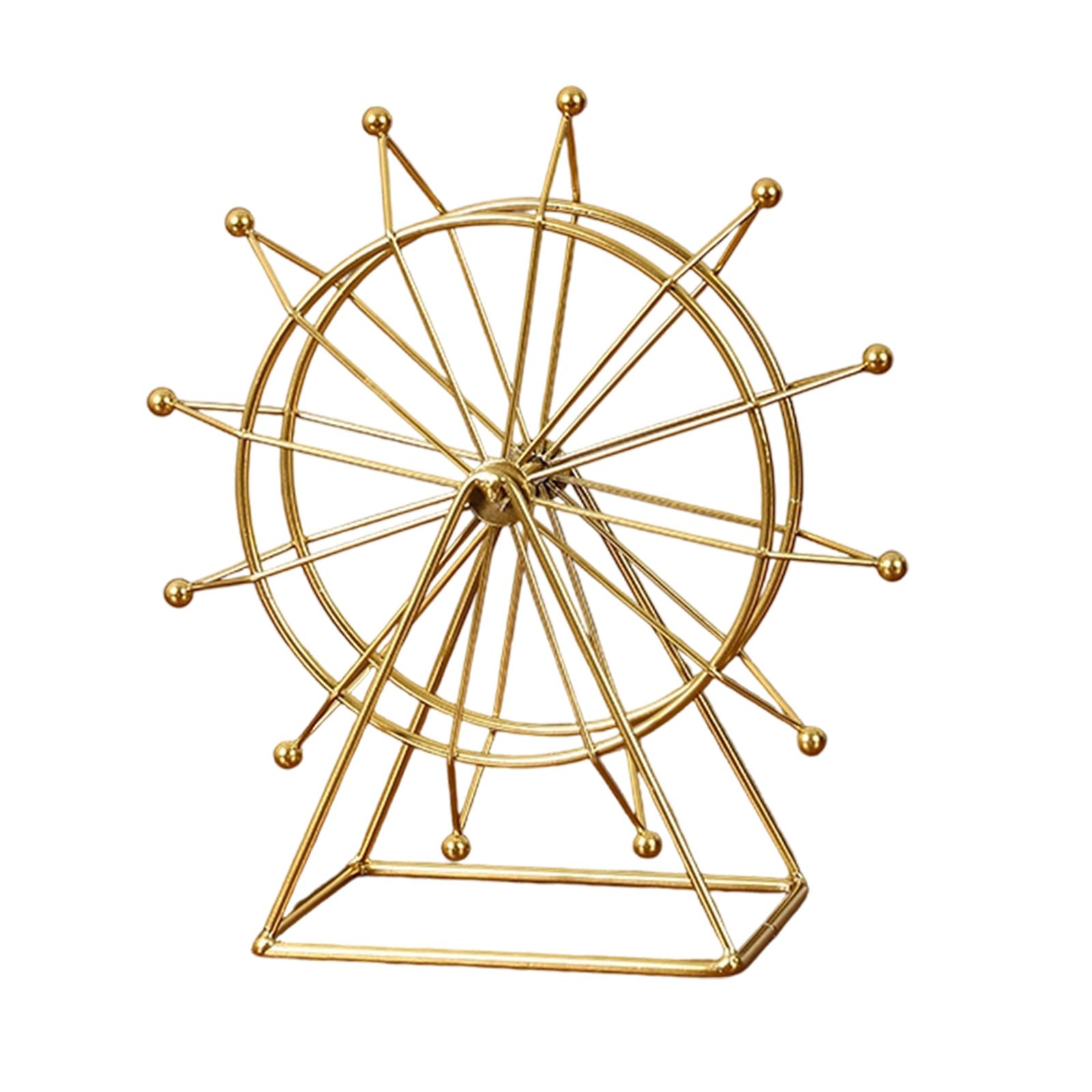 Iron Art Ferris Wheel Decoration Rotatable Gold Sculpture Modern Luxury Home Decor for Desk Fireplace Living Room