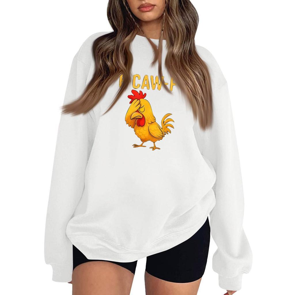 Women's Fashion Casual Round Neck Long Sleeve Top Printed Pullover Sweatshirt