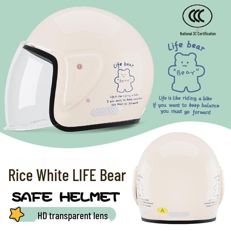 Universal 3C Certified Motorcycle Helmet for All Seasons - Cute, Safe, Sun-Protected, Unisex Half Helmet for Summer and Fall/Winter
