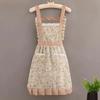 Women's Breathable Canvas Apron with Double Pocket - Princess Skirt Design, Anti-Fouling and Wear-Resistant for Home and Kitchen Use