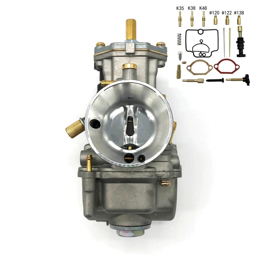 28Mm Flat Slide Carburetor +Repair Kit For Pwk Carburetor ScooterAtv 2 Stroke Cycle 80Cc 100Cc 125Cc 250Cc 350Cc Yamaha Honda Suzuki Kawasaki Gas