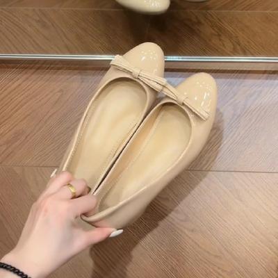 Sheepskin Version Bow Inner Height Increase Shallow Mouth Single Shoes Women's New Temperament One-pedal Versatile Ladyshoes