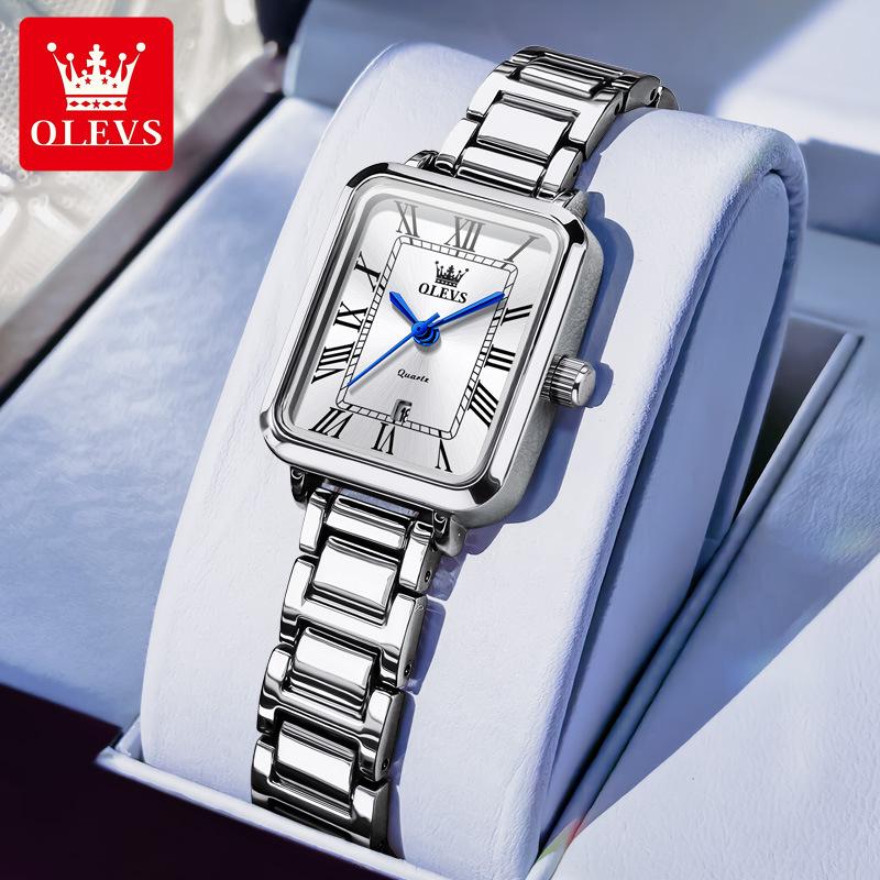 OLEVS Watches Womens New Square Quartz Watch Waterproof Luminous Date Ladies Watches Original Fashion Elegant Gifts
