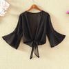 Moda Estate Piccolo Sciarpa Donna Estate Scollo a V Profondo Sottile Canotta Cardigan Camicia Top Elegante Ampio Traspirante Chiffon Abbigliamento Protezione Solare