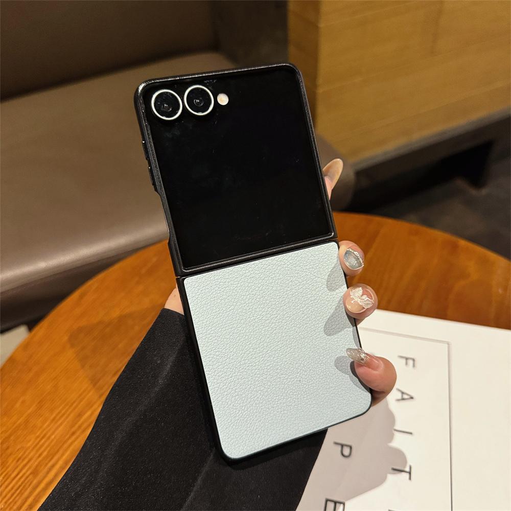 For Samsung Galaxy Z Flip 7 6 5 4 5G Phone Case  Lychee Pattern Leather Shockproof Soft Cover for Samsung ZFlip6 Flip7FE