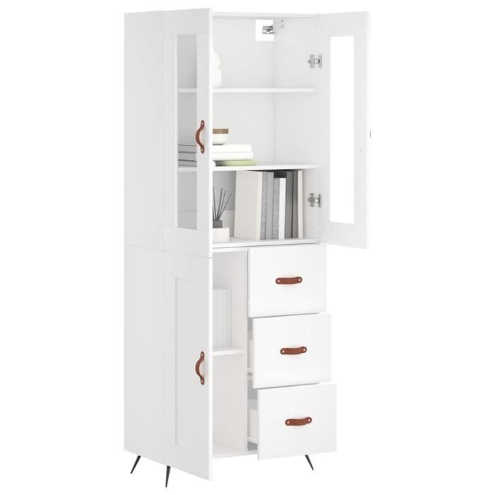 VidaXL Buffet haut Blanc 69,5x34x180 cm Bois d'ingénierie 3198633