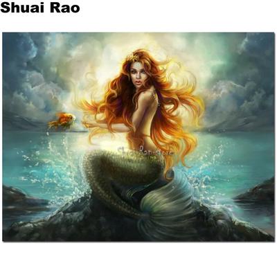 Diamante ricamo cartone animato sirena modelli di pittura diamante fata 5d adesivi murali fai da te decorazione