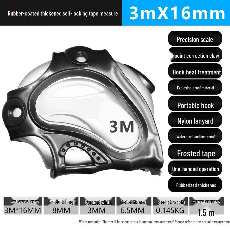 High Precision Self-Locking Rubber-Coated Measuring Tape - 5m, 3m, 7.5m, 10m