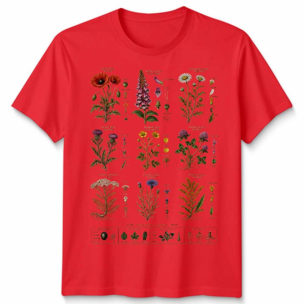 T-shirt Unisex Variazioni Floreali Fiori Selvatici Britannici Grafica Retro Cool