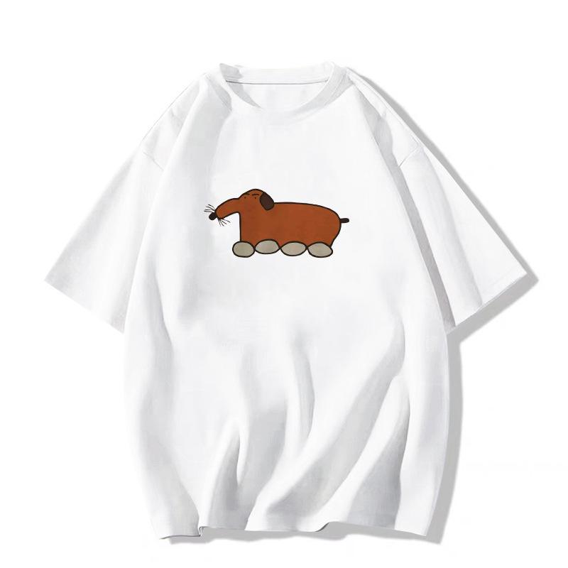 

Женская футболка оверсайз летняя с рукавом до локтя меланжевого серого цвета - Новый дизайн 2025 L белый