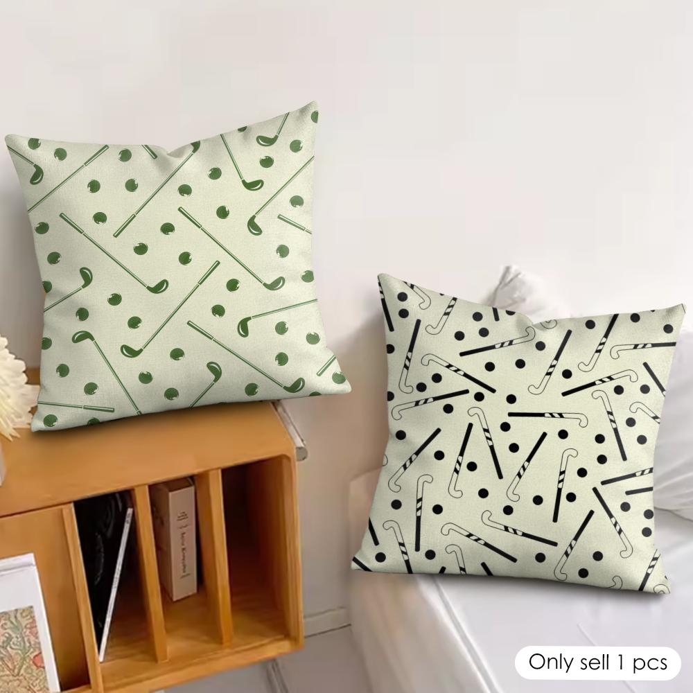 Housse de coussin Rétro Golf Tissu Peluche Doux Housse de coussin Imprimée Double Face pour Toutes les Saisons Décoration Intérieure Moderne Cadeau