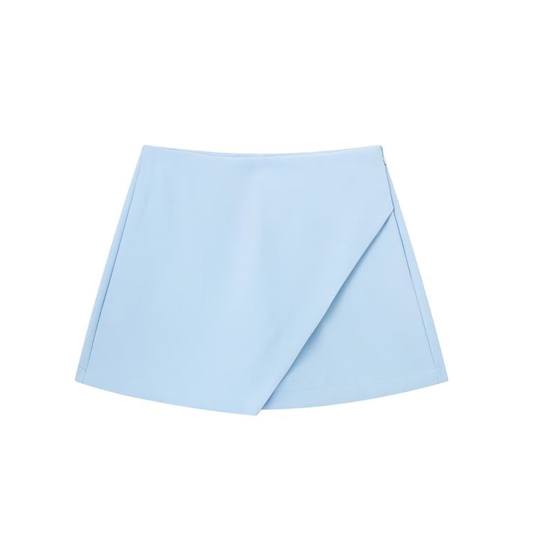 

Kaslead Fashion Style High Waist Asymmetric Pantskirt Light Blue M