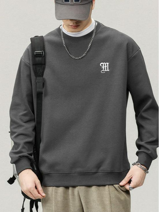 2025 A/W Men's Heavyweight Crewneck Sweatshirt: Trendy, Embroidered, Loose-fit, Versatile Casual Sportswear