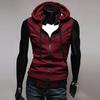 Fashion Men Sleeveless Zipper Hooded Vest Casual Top for Fitness Gym Sports