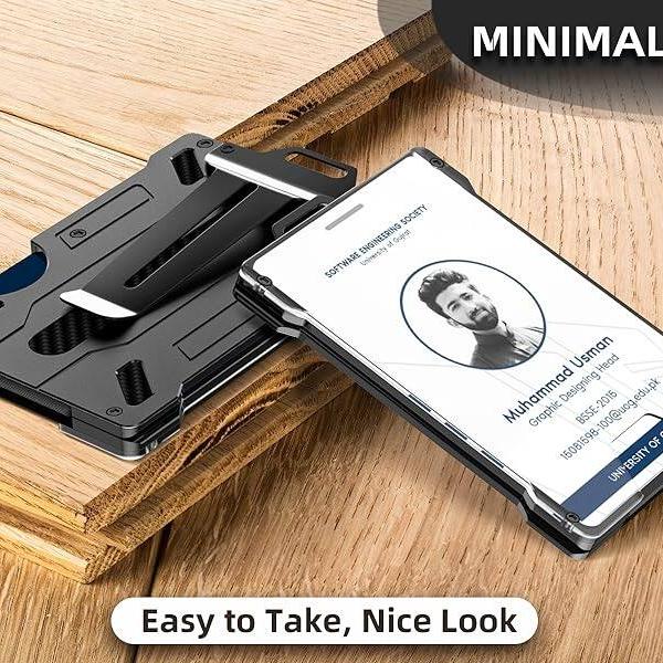 Wallets for Men Slim Aluminum Metal Money Clip 1 Clear Window ID Card Holder RFID Blocking Holds Up 15 Cards  Cash Clip Ultra-Thin Minimalist Wallet