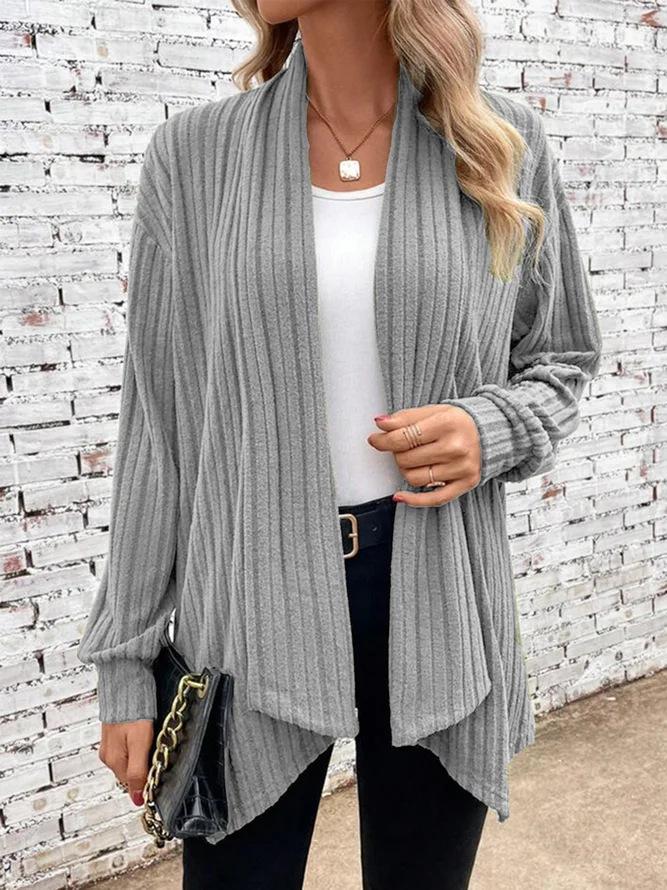 2026 Women's Solid Color Long Sleeve Loose Cardigan Jacket for Autumn and Winter