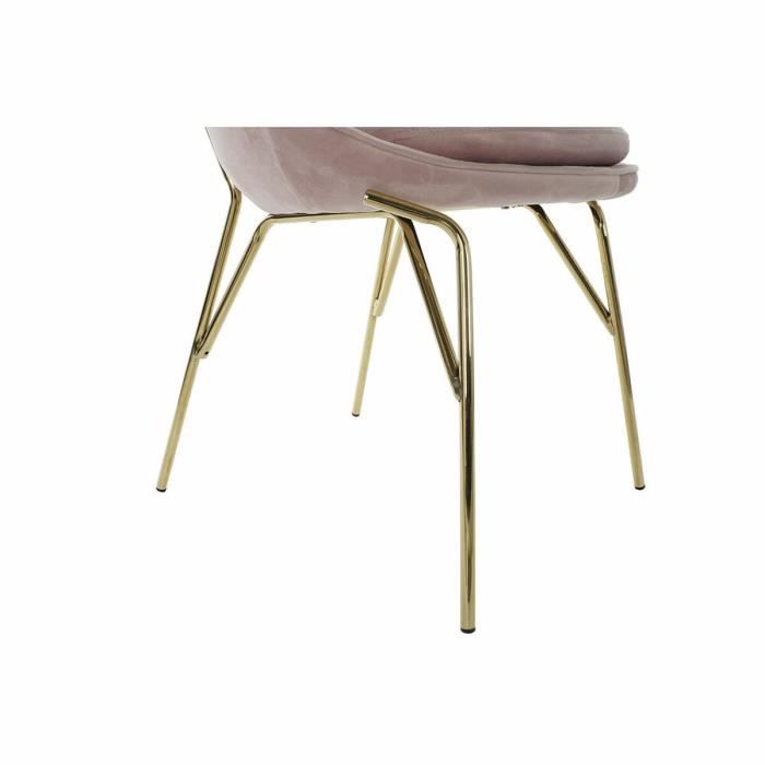 Chaise de salle à manger - Modèle - Métal - Blanc - Design glam - Velours rose