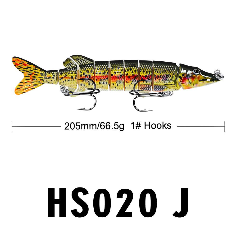 66g 20cm Multi-Jointed Lure 9 Sections with Two Treble Hook 1# 3D Eyes 11Colors Swim Bait Pike Multi Joint Bait Fishing Lure