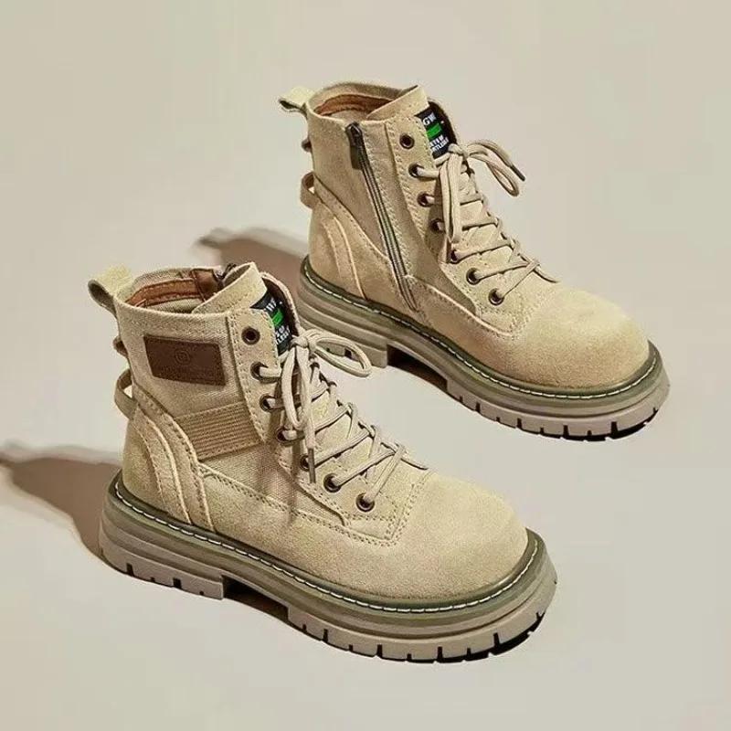 Fashion Female Short Shoes with Laces Combat Booties Punk Style Women's Ankle Boots Elegant Medium Heels Lace-up Hot Goth Fashion 2024