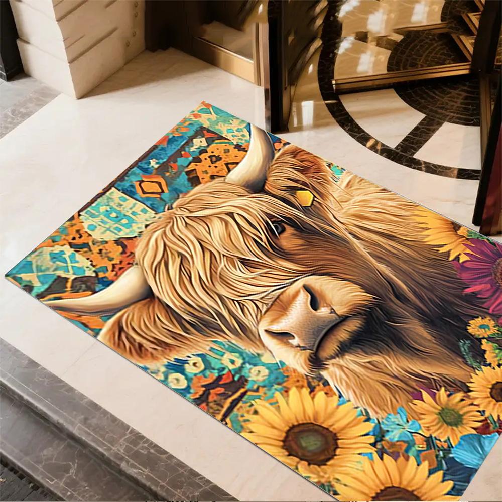 1pc home carpet highland cow design for office decor bedroom gift