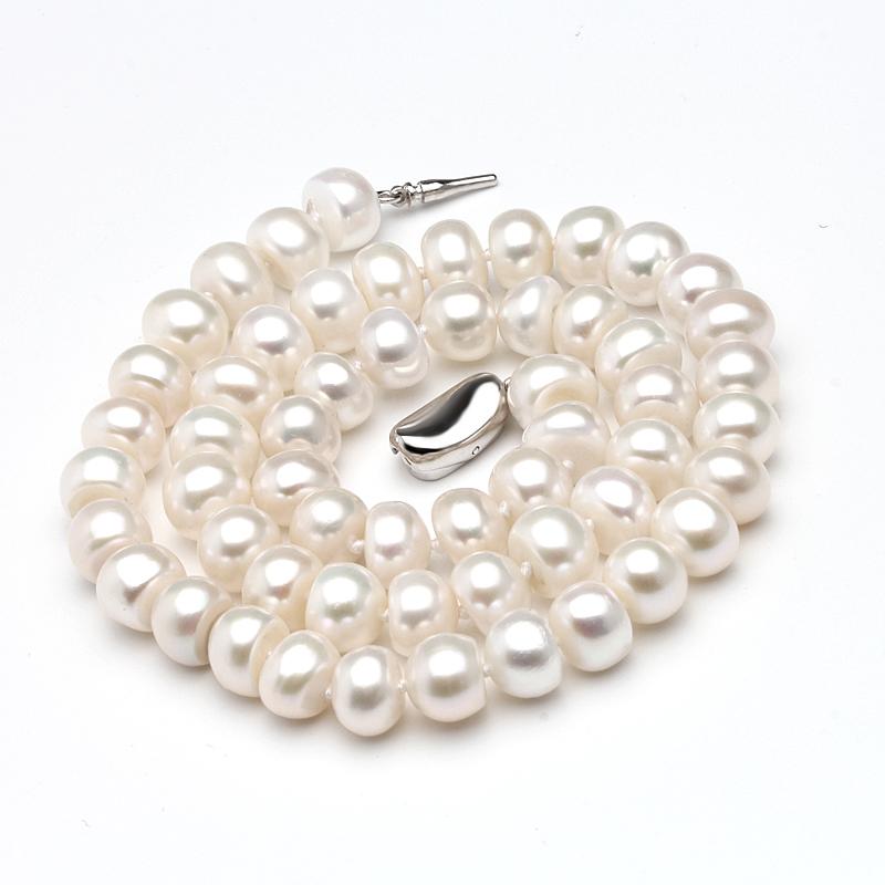 

Женское ожерелье из натурального пресноводного жемчуга, настоящее свадебное ожерелье с белым жемчугом, подарок на годовщину в коробке 50cm