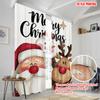 2pcs,2D Plane Printing Window Curtain Santa_ Snowman and Reindeer Polyester Fabric (without Rod) Room Decor Ldeal for Bedroom,