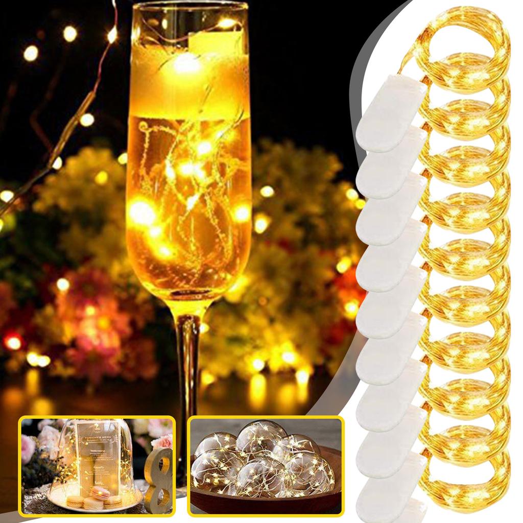 New European And American Hot Selling- 1m 10 Lamp CR2032 Button Battery Box Copper Wire Lamp String LED Waterproof Holiday Decoration