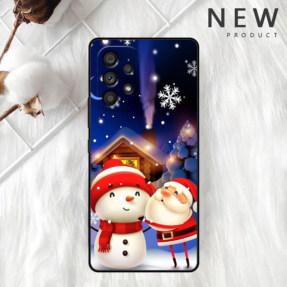 Christmas Santa Claus Case For Samsung Galaxy A52 A12 A51 A53 A33 A71 A32 A31 A21 A01 A11 A22 Black TPU Phone Shell