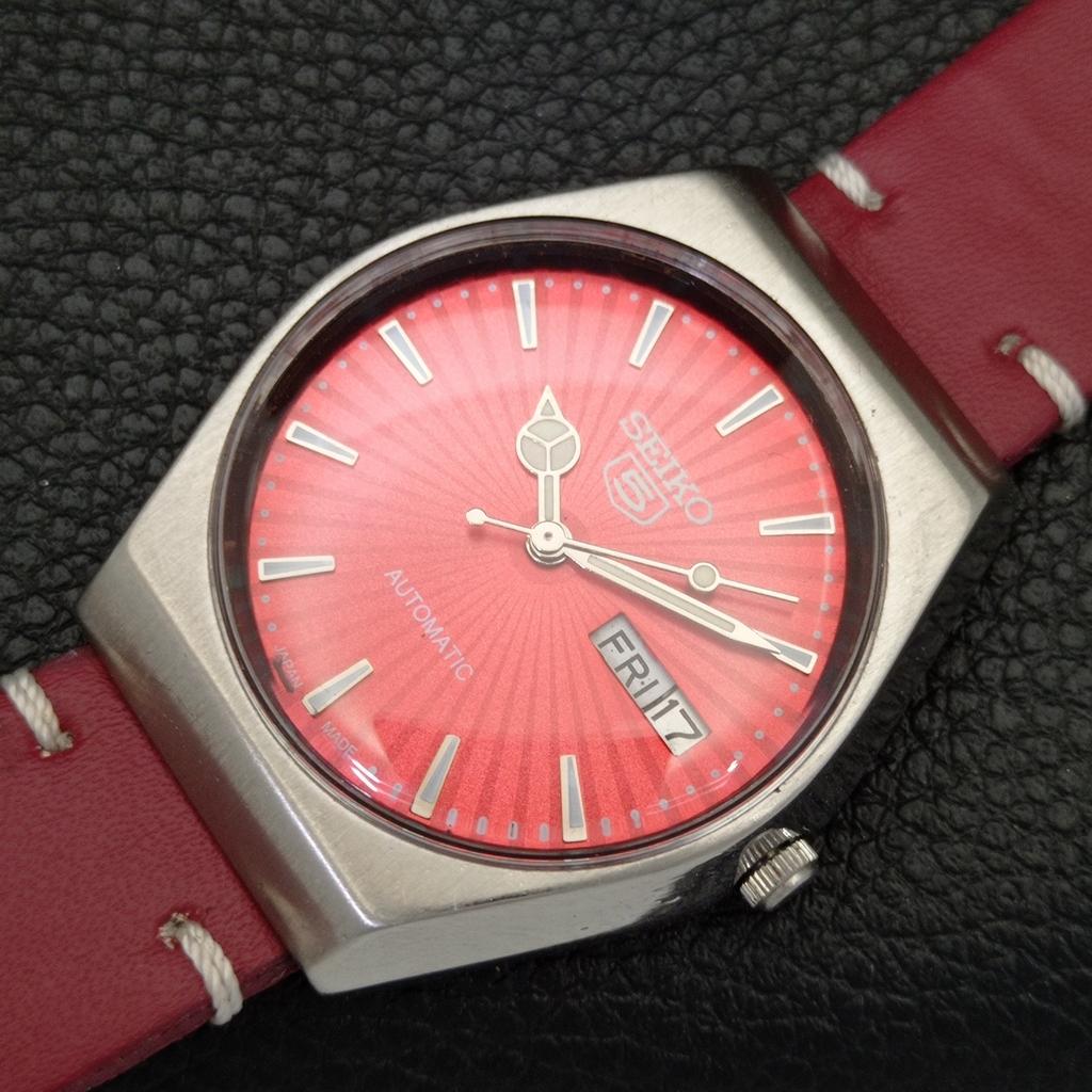 AUTOMATIC VINTAGE SEIKO 5 JAPAN 6309A MENS RED COLOR DIAL WATCH a701370-5 R206a-a701370