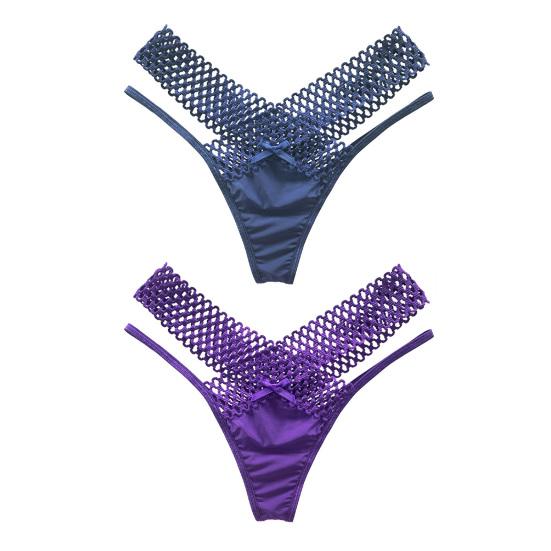 2 Pcs Postpartum Sheer Mesh Underwear for Women Low Waist See Through Thong Breathable Ultra Thin V String Panties