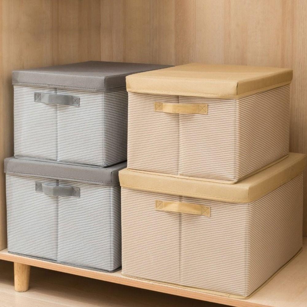 Large Capacity Cover Clothes Storage Box Dust-proof Moisture-proof Sorting Moving Box Folding with Handle Wardrobe Organizer