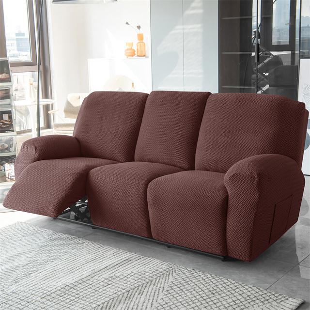 1 2 3 Seater Recliner Sofa Cover Stretch Spandex Lazy Boy Armchair Covers Jacquard Solid Color Couch Slipcovers For Living Room