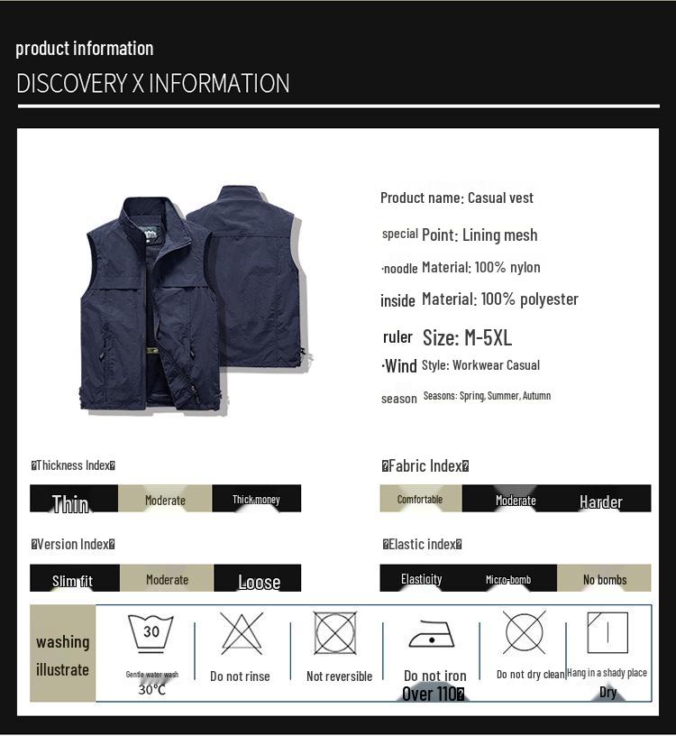 Men's Spring/Autumn Outdoor Photography Fishing Vest - Lightweight, Casual, Middle-Aged Workwear