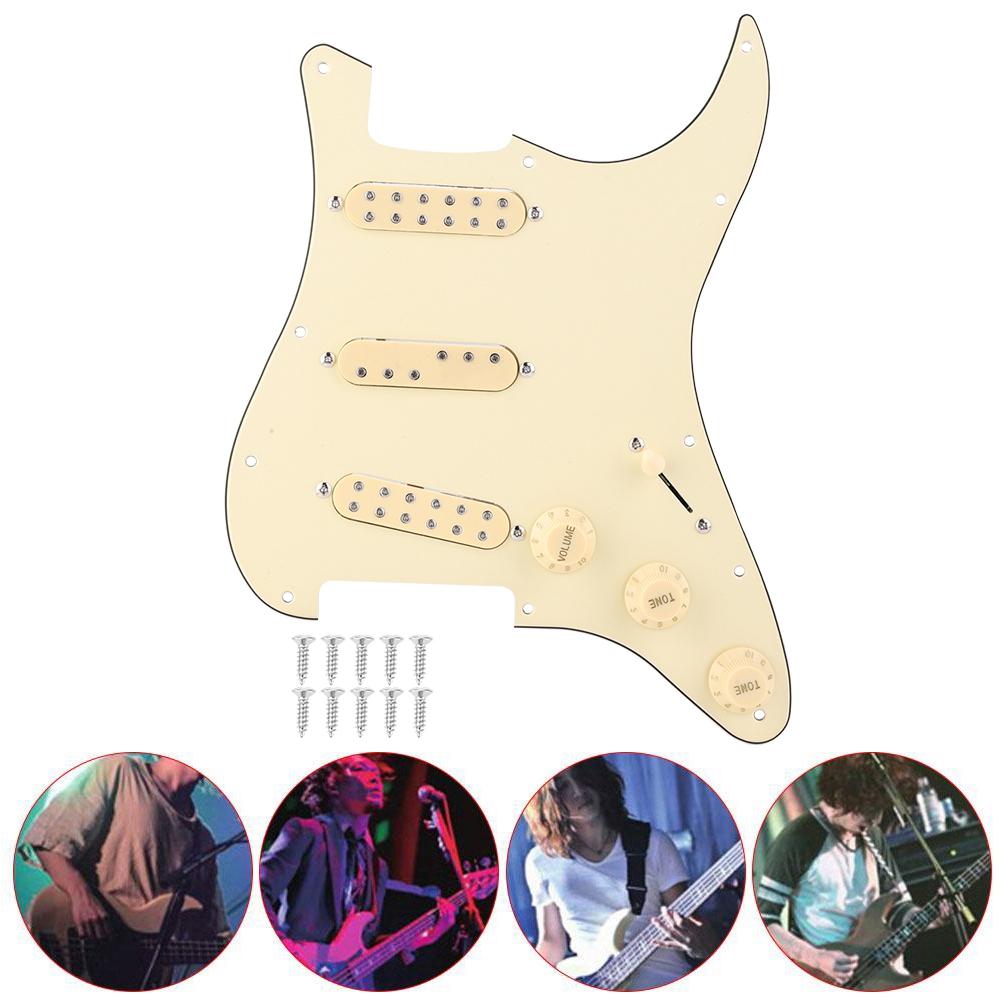 SSS29 Beige Plastic Electric Guitar Loaded Pickguard Pickup Loading Pick Guards Set