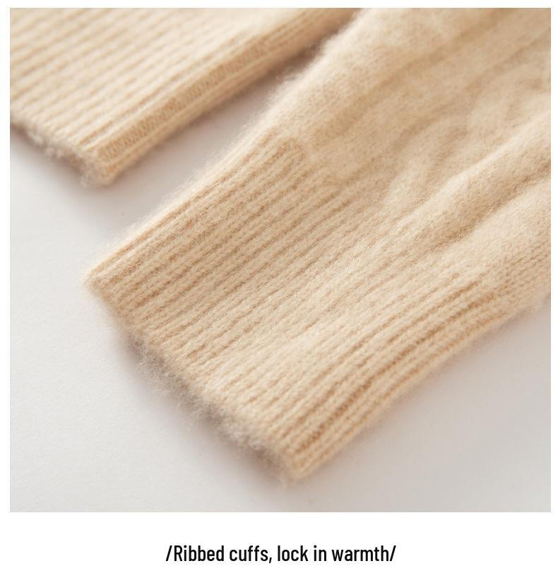 Men's Vintage Cable Knit 100% Pure Cashmere Sweater - Heavyweight, Crew Neck, Light Luxury Texture