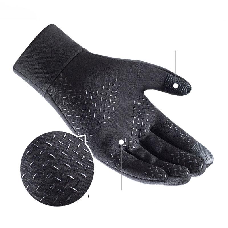 Black Touch Screen Gloves Men's Women's Warm and Plush Windproof Waterproof Anti Slip Cycling Gloves Autumn and Winter