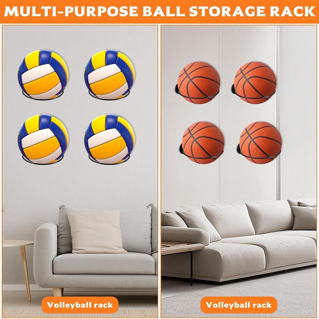 Metal Baseball Display Rack Wall Mount, Multifunctional Ball Storage Holder for Living Room, Garage, Dorm, Kids Room