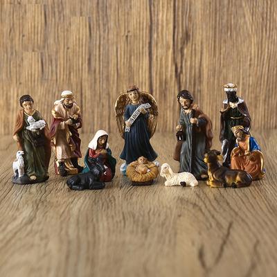 11Pcs Classical Christmas Manger Set Ornament Gift Box Christmas Easter Gift Gift Resin Crafts