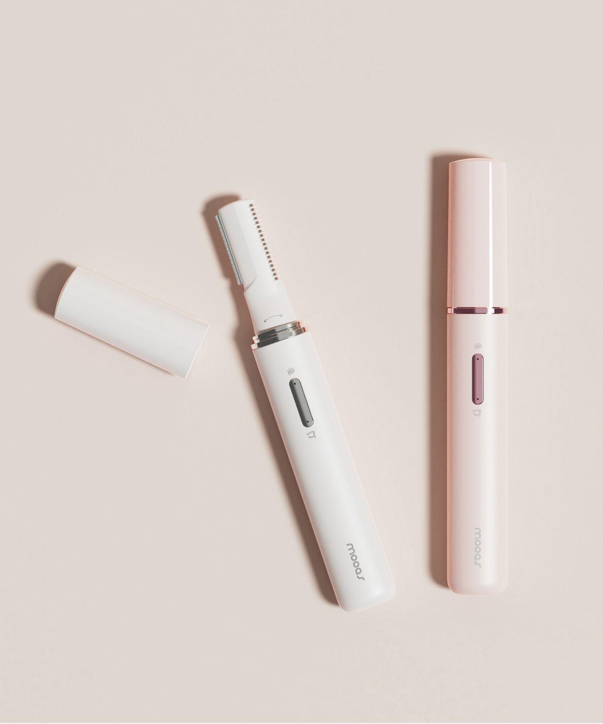 Dual Eye Curling Eyebrow Trimmer Heated Eyelash Curler white