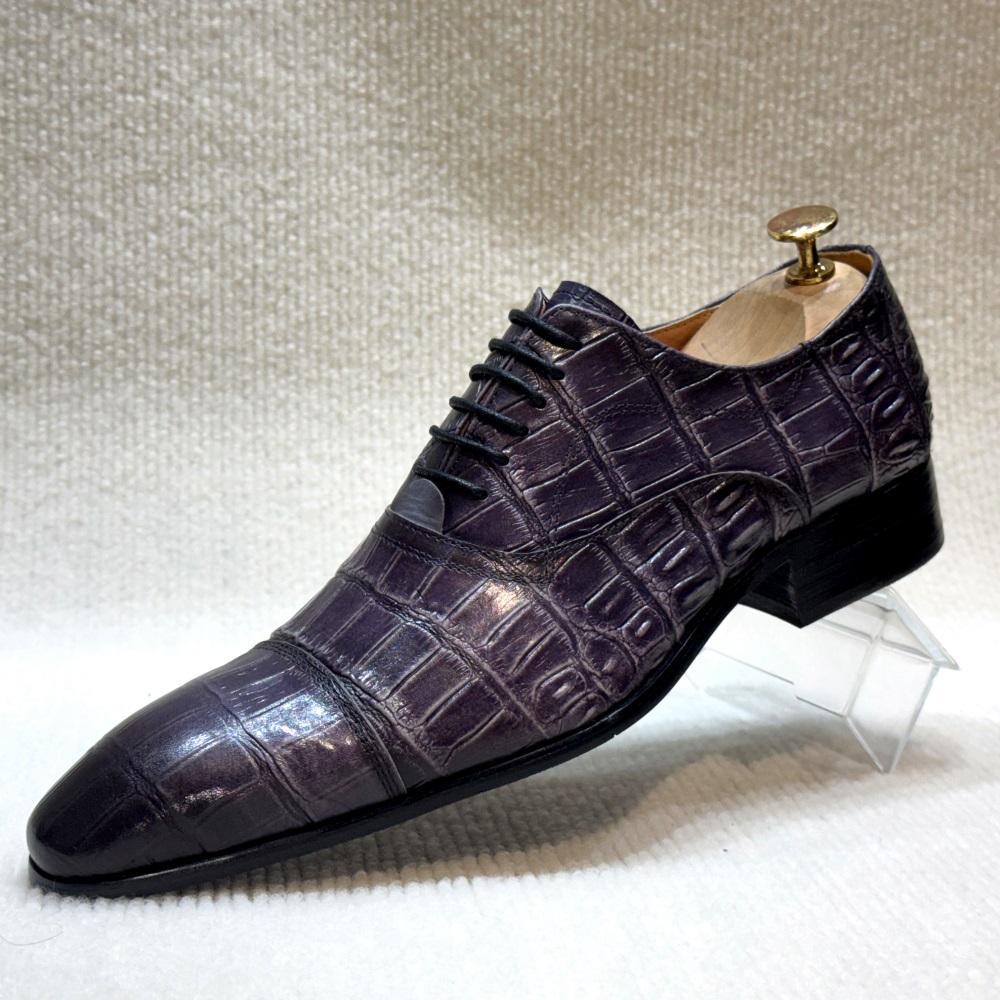 Fashion Men's Genuine Leather Oxford Dress Shoes Classic Wingtip Lace-Up Formal Shoes for Wedding Party Business Office