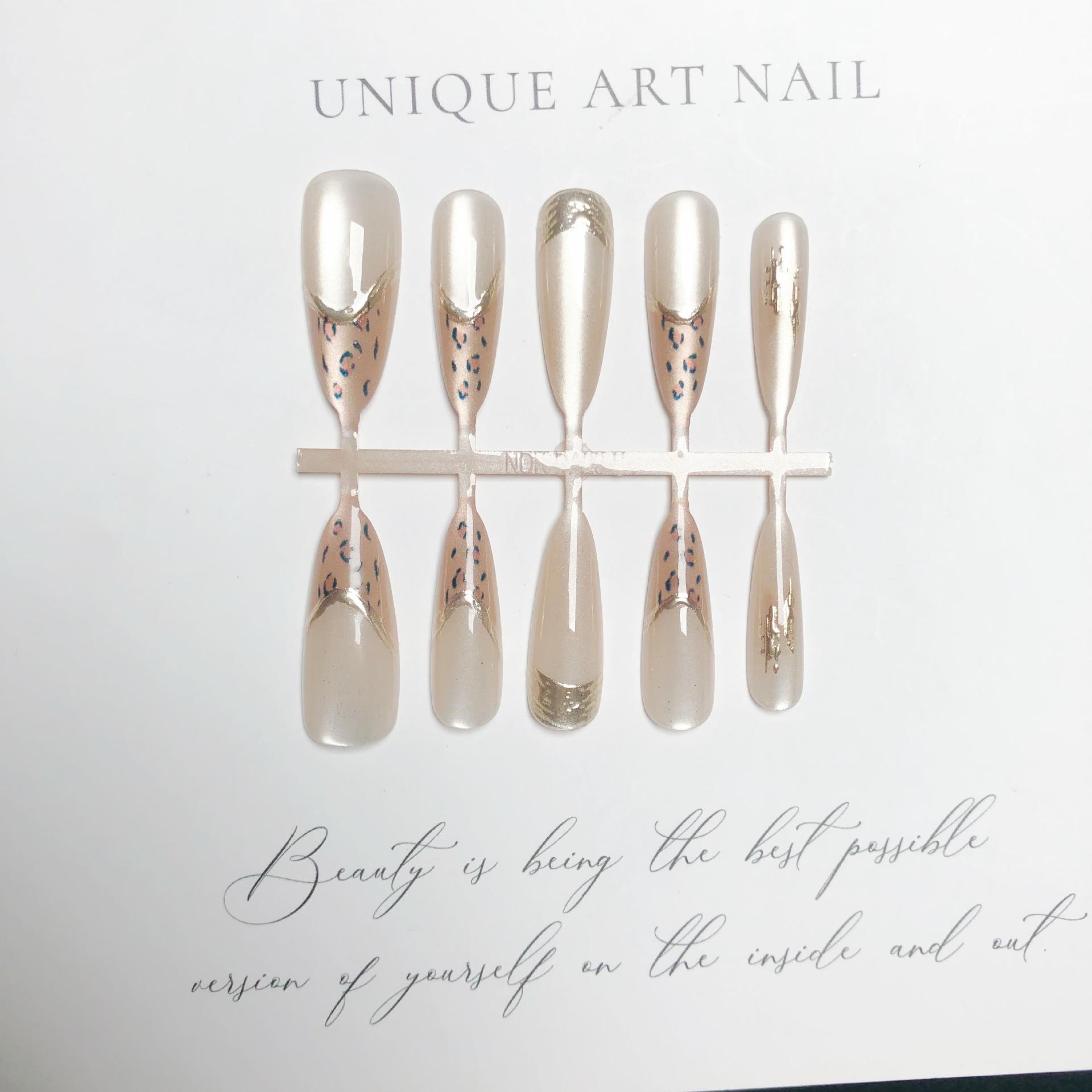 

Миндалевидные накладные ногти с золотистым леопардовым принтом - 30 штук, кофейно-коричневые, милый крутой нейл-арт