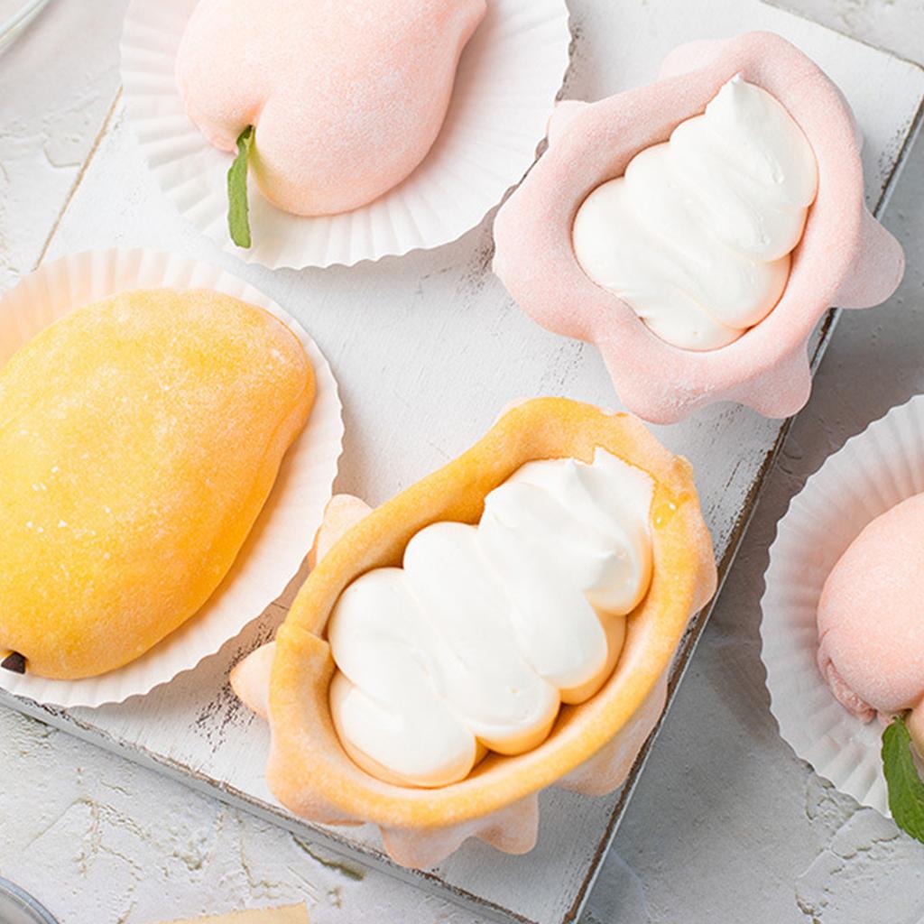4pcs Food Grade Aluminum Alloy Mochi Molds Peach Mango Design Molds Easy Release Baking Tools For Home Kitchen