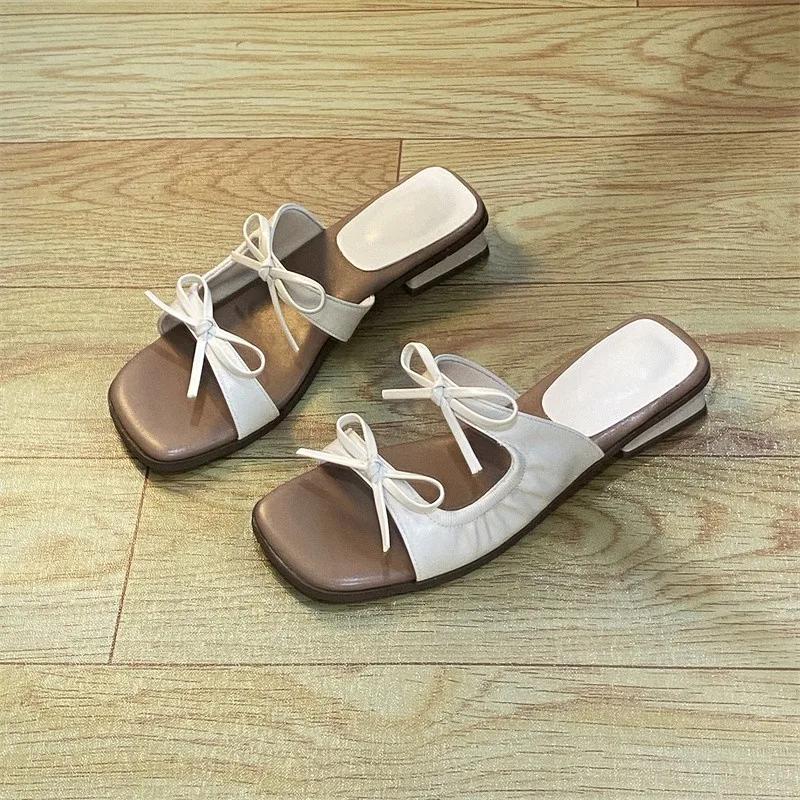 

Fashion 2025 New Open Toe Women s Slippers Fashion Outdoor Casual Summer Butterfly-knot Best Seller Comfortable Non-Slip Shoes for Women 35 покинуть белый