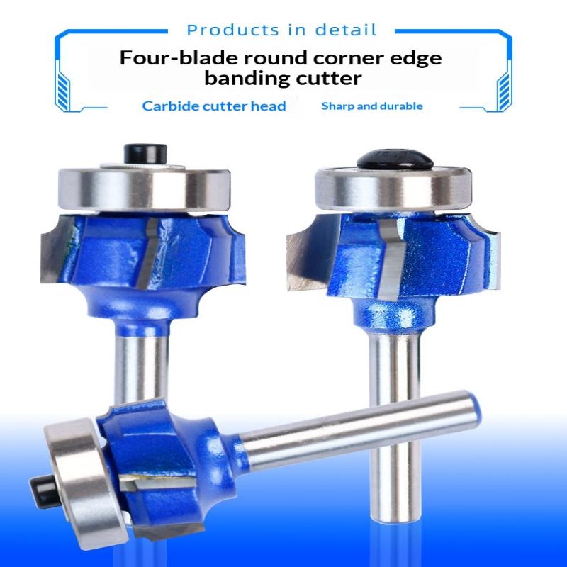 6.35Mm1/4 Shank Round Router Bit R1 R2 R3 4 Corner Woodworking Milling Cutter Trim Knife Edge Alloy Steel Classical Cutter Bit
