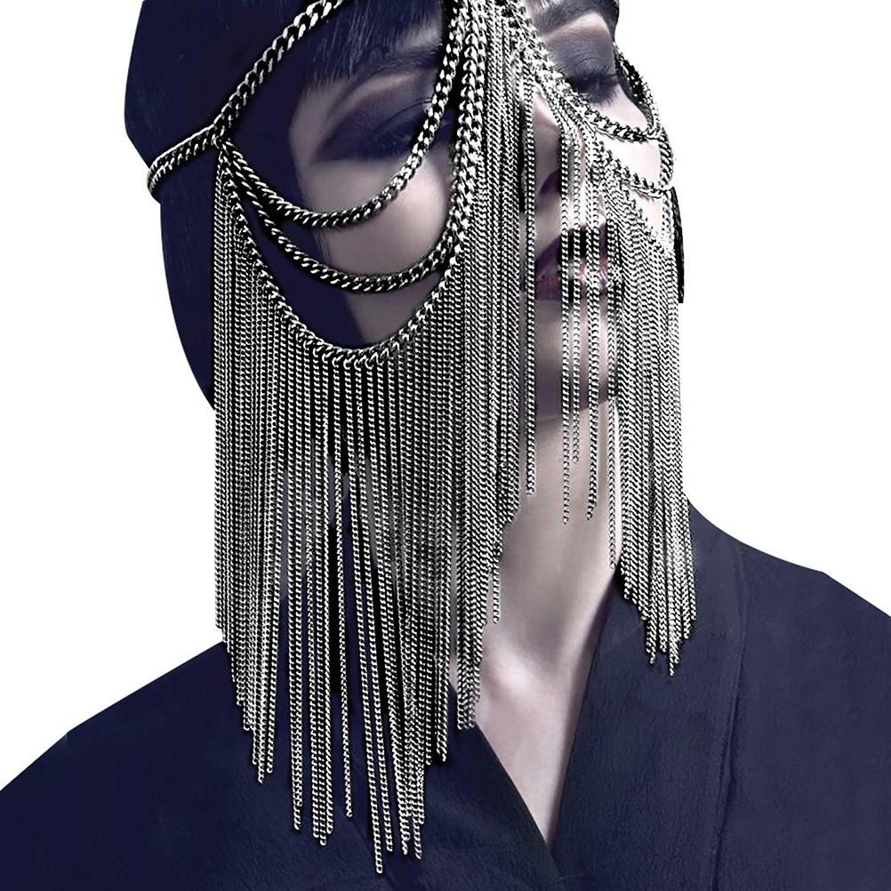 Masquerade Mask Chain Face Chain Jewelry Mask Costume Headwear for Nightclub Party Cosplay Dance Accessories