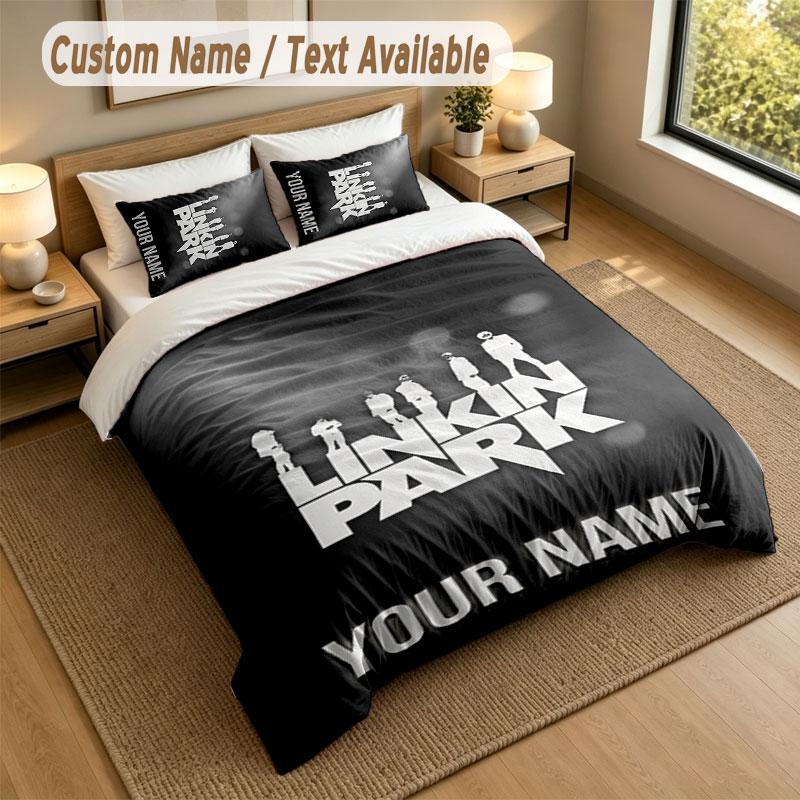 Set Biancheria da Letto 1 Copripiumino 2 Federe Stampa Linkin Park Morbido Tessuto per Letto Decorazione Camera da Letto